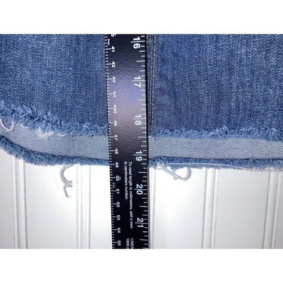 Talbots Petites Stretch Denim Raw Hem Elastic Inset Waist Mini Short Skirt - Picture 7 of 9